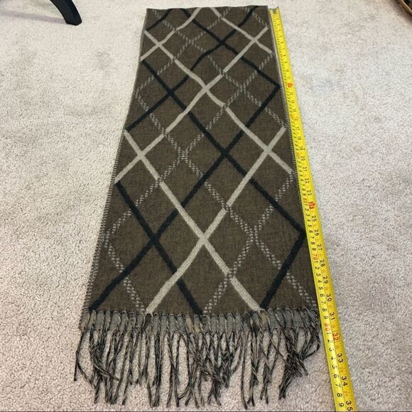 CASHMINK V. Frass  brown plaid check warm soft fall winter scarf - Picture 5 of 8